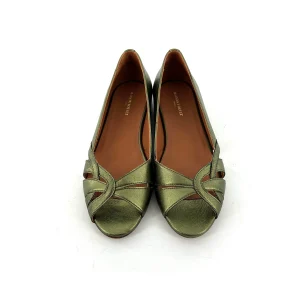 Ballerine CHIARA en Cuir Métallisé Kaki
