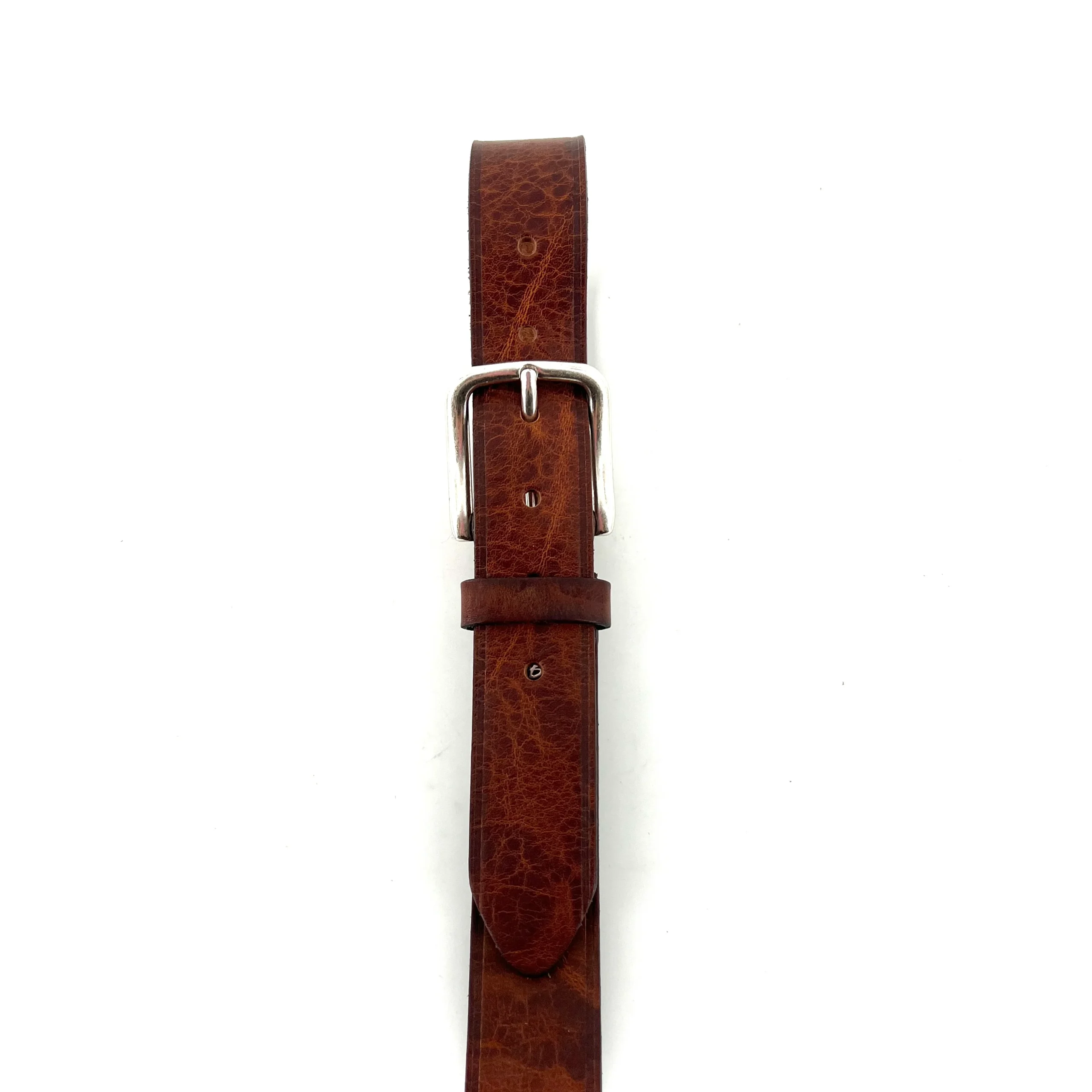 Ceinture en Cuir Cognac Boucle Vieil Argent – Image 2