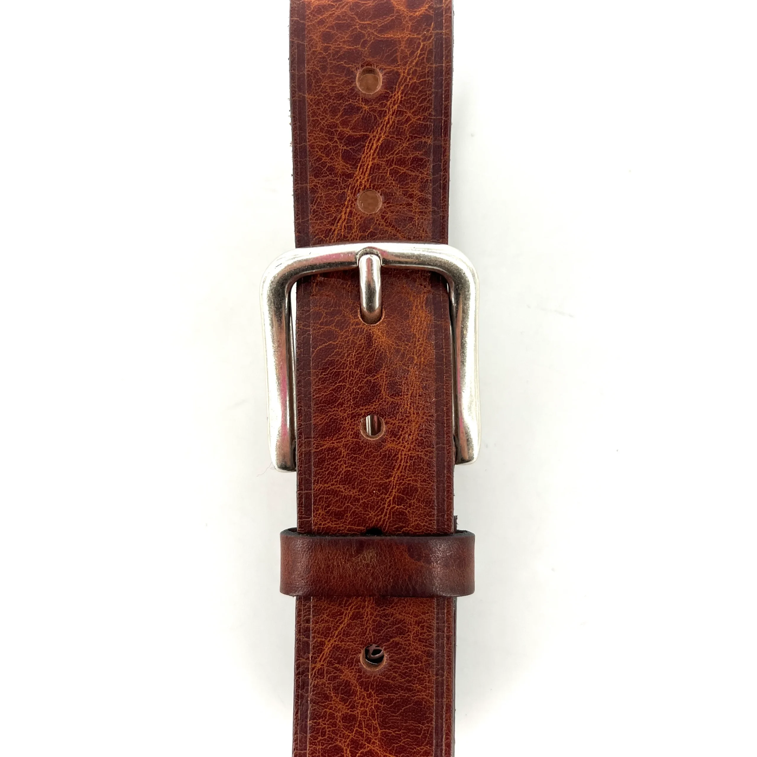 Ceinture en Cuir Cognac Boucle Vieil Argent – Image 3