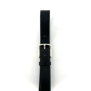 Ceinture en Cuir Noir Boucle Vieil Argent