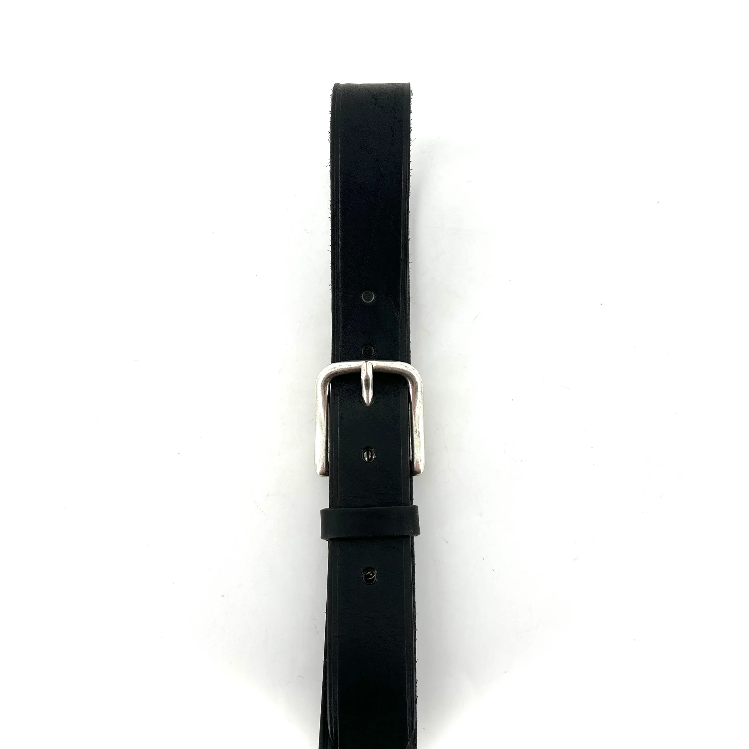 Ceinture en Cuir Noir Boucle Vieil Argent