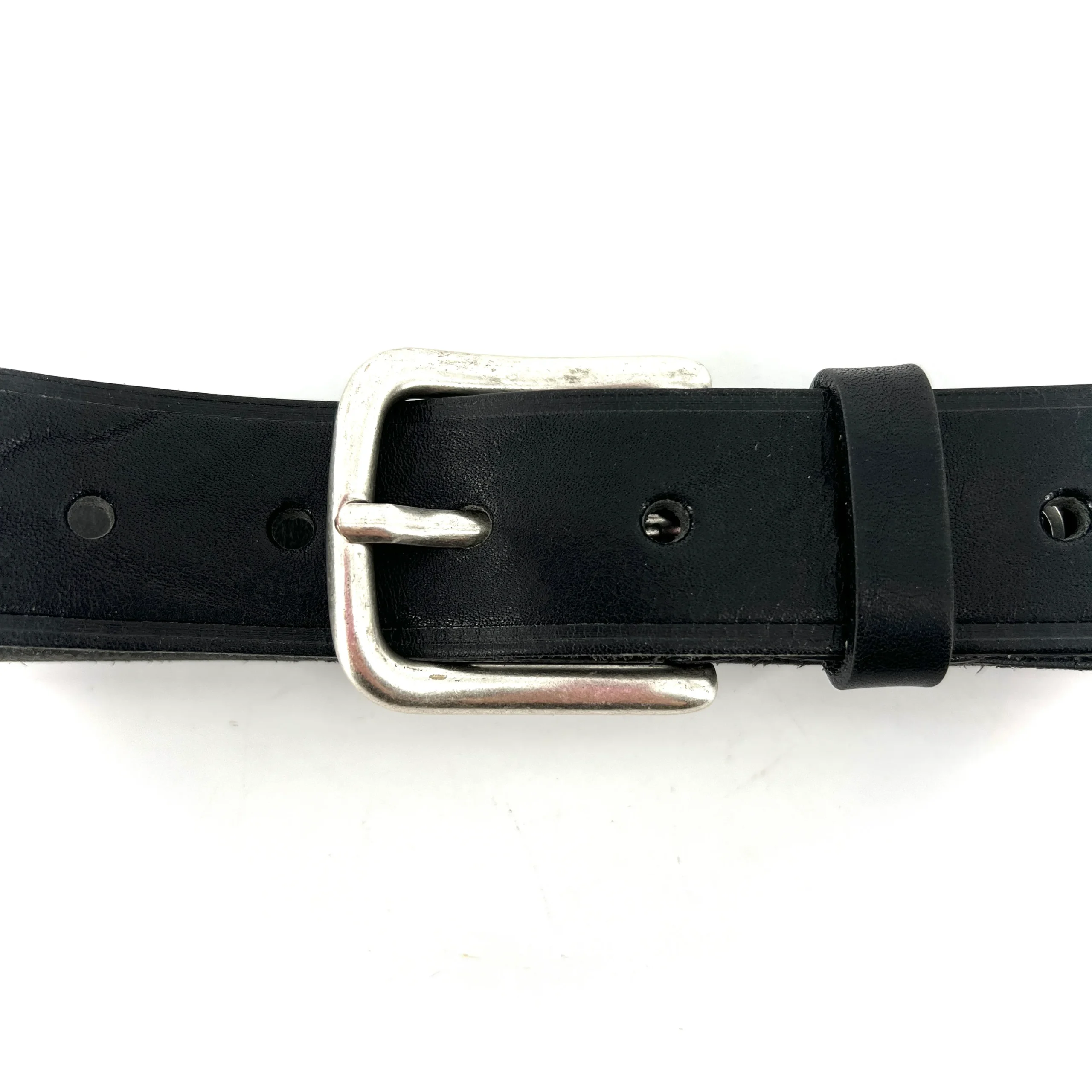 Ceinture en Cuir Noir Boucle Vieil Argent – Image 3