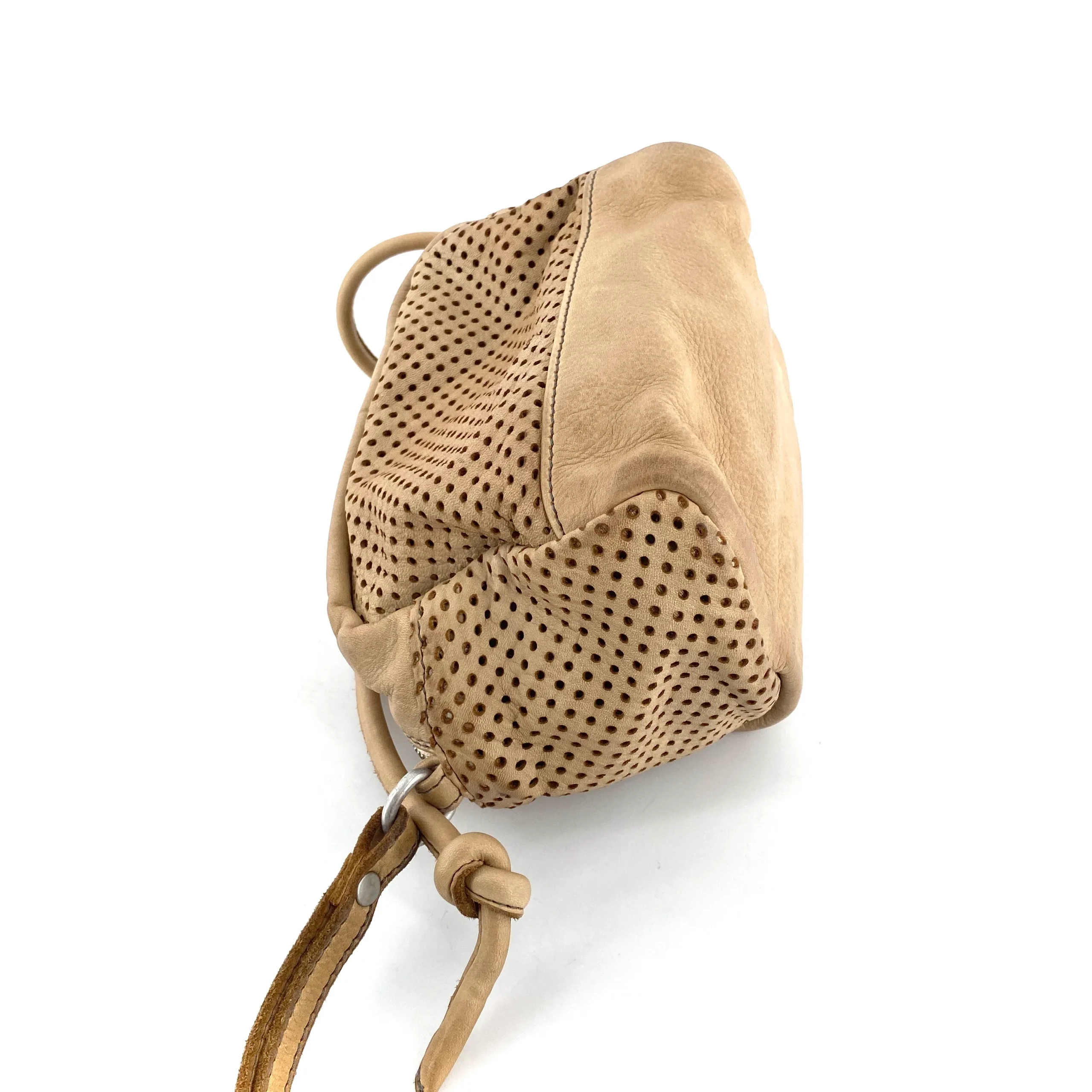 Sac CUBE en Cuir Perforé Blanc Cassé – Image 4