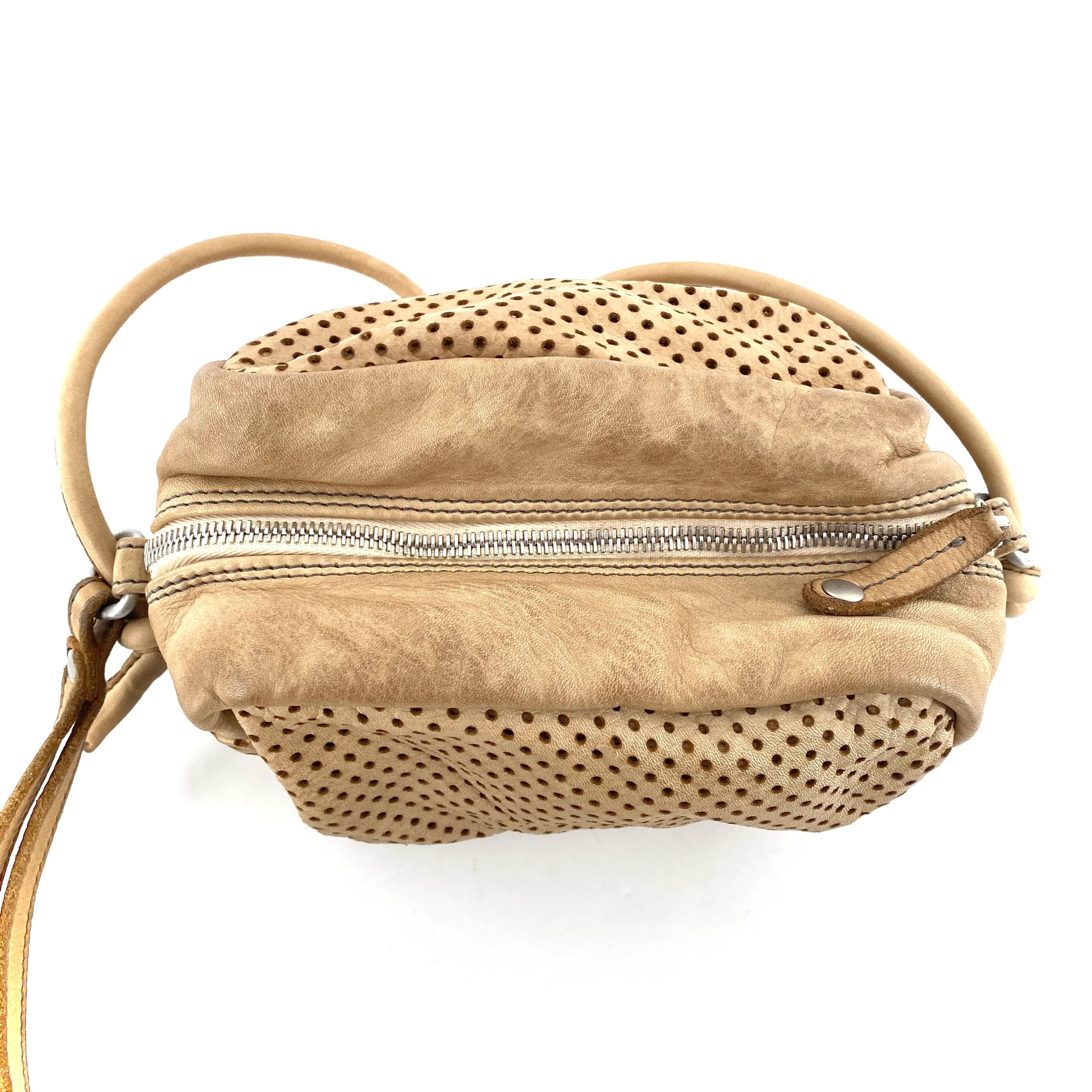 Sac CUBE en Cuir Perforé Blanc Cassé – Image 3