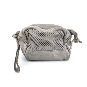 Sac CUBE en Cuir Perforé Gris Perle