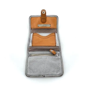 Portefeuille en Cuir Perforé Camel/Marble