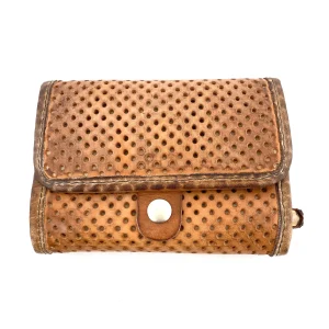 Portefeuille en Cuir Perforé Cognac