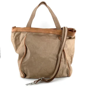 Sac IN CITTA en Cuir Lavé Beige et Camel