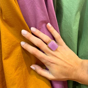 Bague Ajustable LOUISE en Pâte de Verre Violet