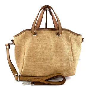 Sac EVELYNE en Paille Enduite et Cuir Lavé Camel