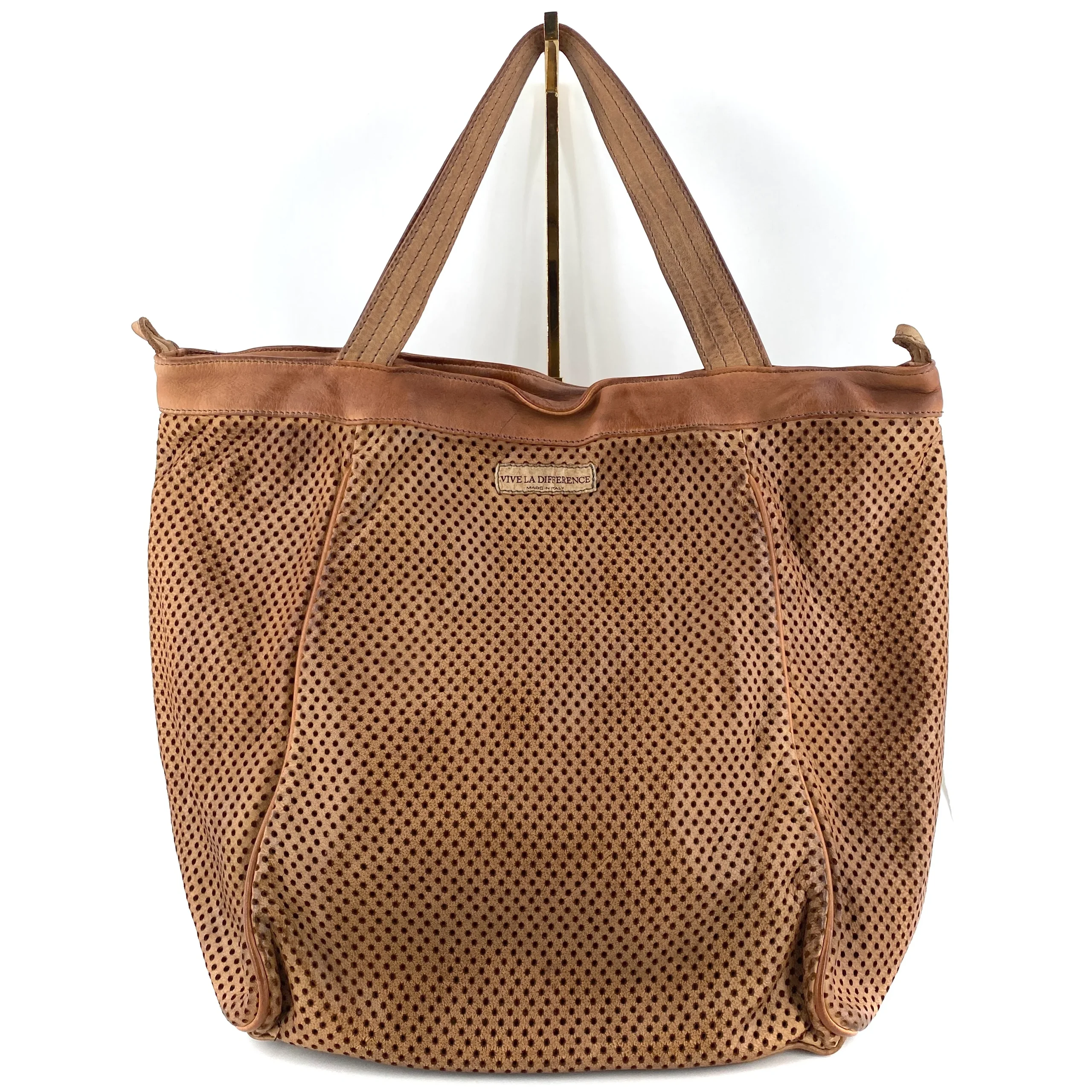 Sac IN CITTA en Cuir Perforé Camel – Image 4