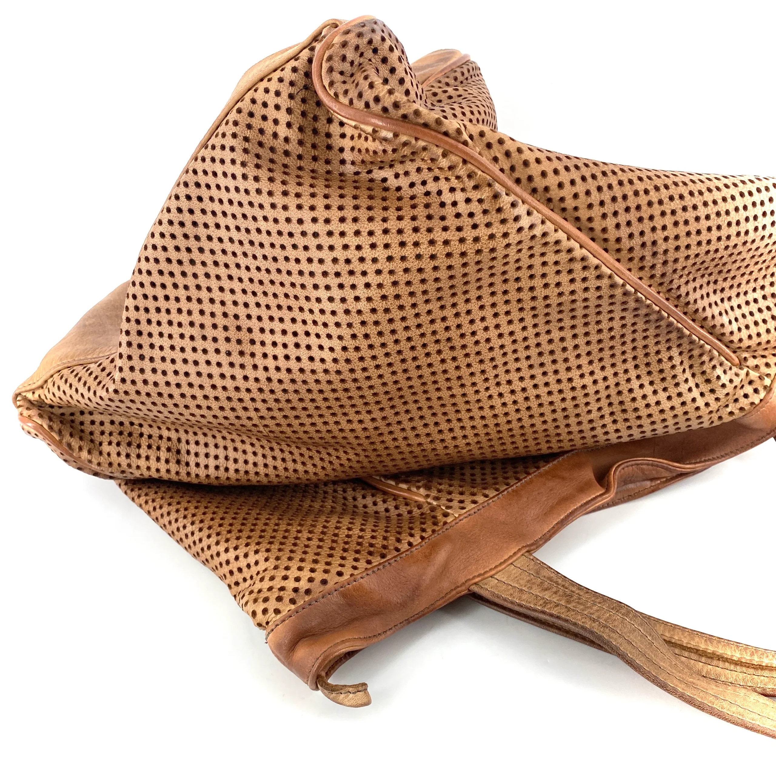 Sac IN CITTA en Cuir Perforé Camel – Image 7