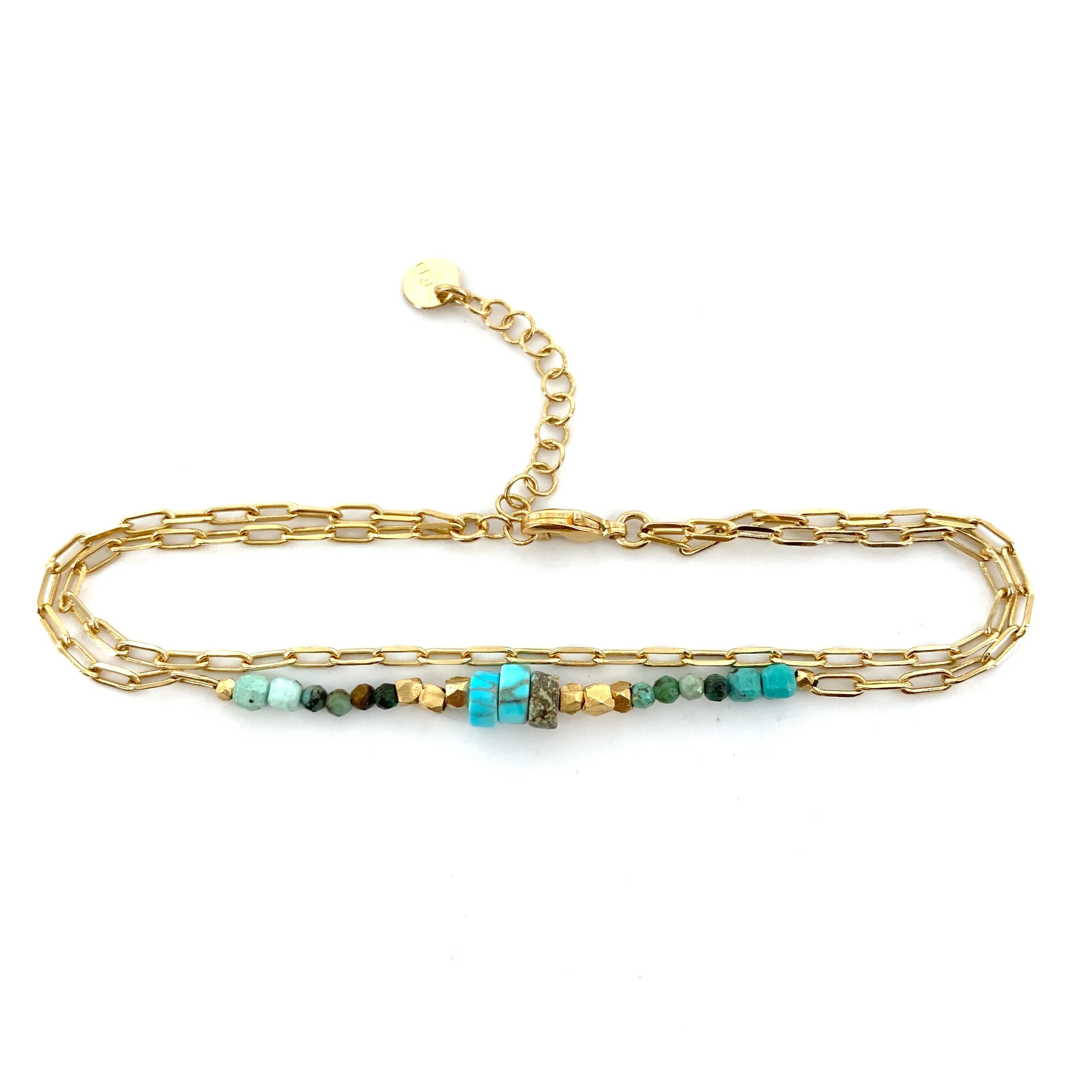 Bracelet FIDJI en PlaquĆ© Or et Turquoises ā Image 3