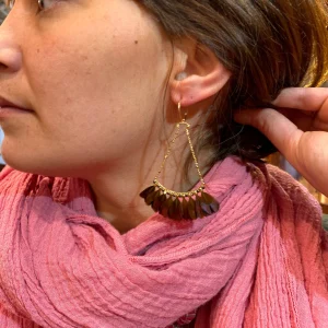 Boucles d'Oreilles EAGLE en Plume et Plaqué Or