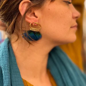 Boucles d'Oreilles TOURBILLON PLUME en Plaqué Or