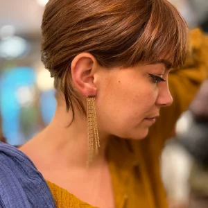 Boucles d'Oreilles Grande Cascade HONORÉE en Plaqué Or