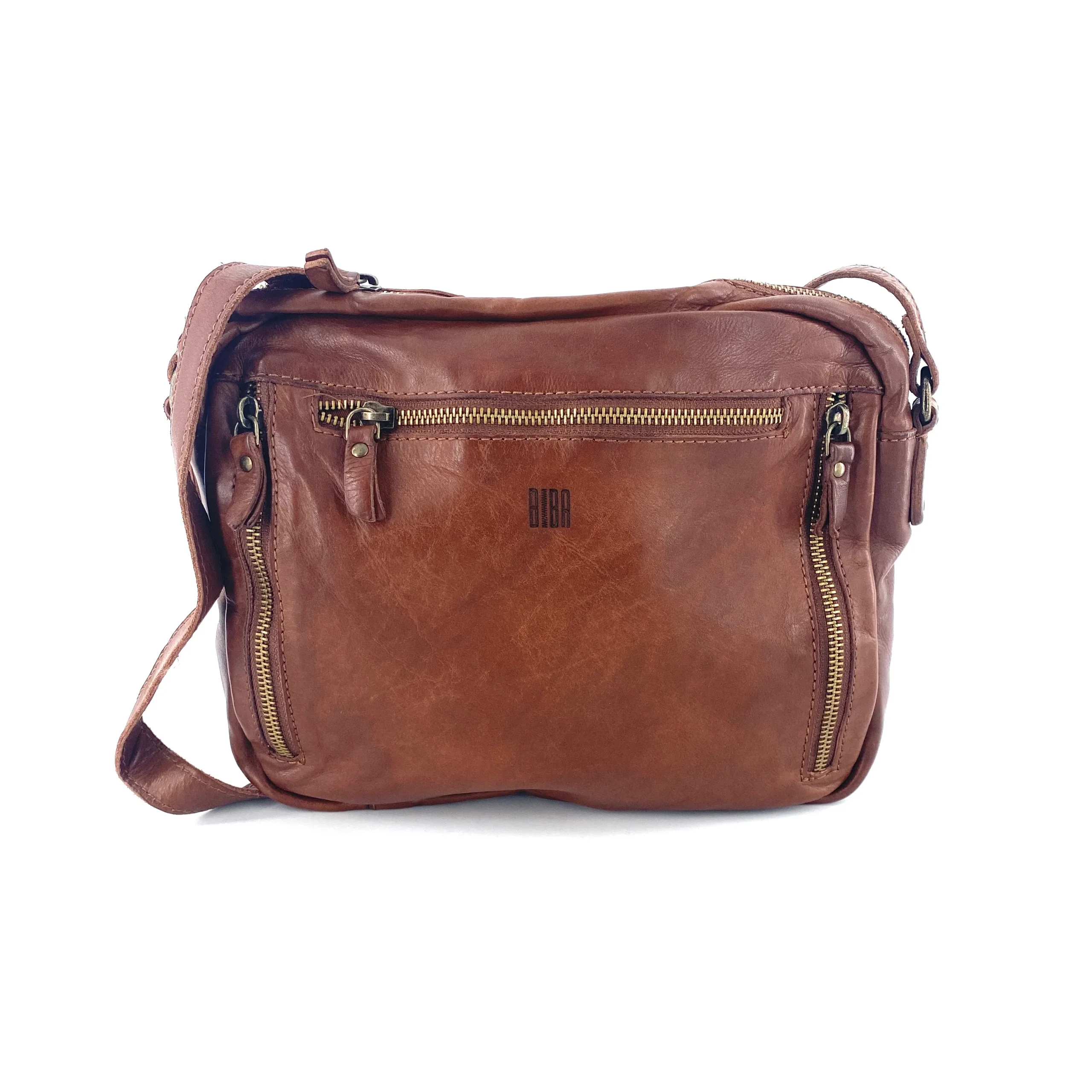 Petit Sac Bandoulière en Cuir Lavé Camel – Image 3