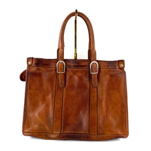 Sac Buckle en Cuir Golden Brown