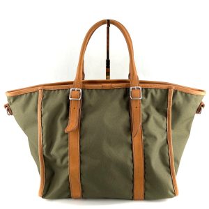 Sac HOTEL en Toile Kaki et Cuir Naturel