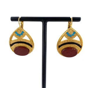 Boucles d'Oreilles MEI PM en Jaspe Rouge