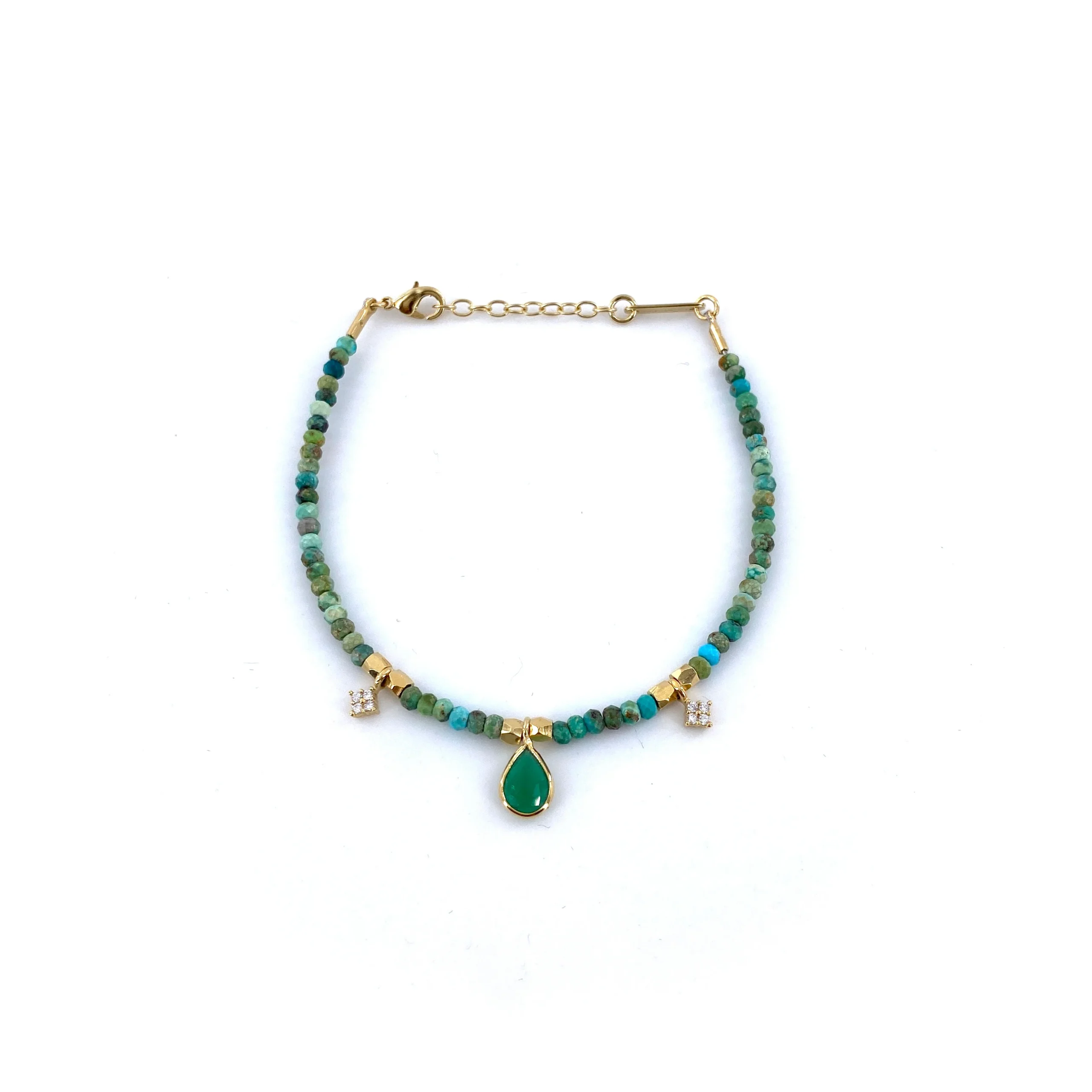 Bracelet BAHIA en Turquoise Africaine et Agate Verte – Image 3