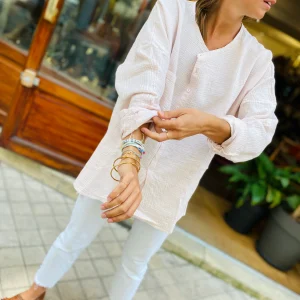 Chemise Oversize ANASTASIA en Double Gaze de Coton Blush