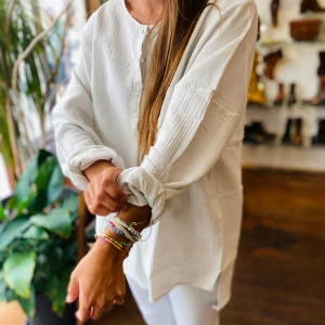 Chemise Oversize ANASTASIA en Double Gaze de Coton Craie