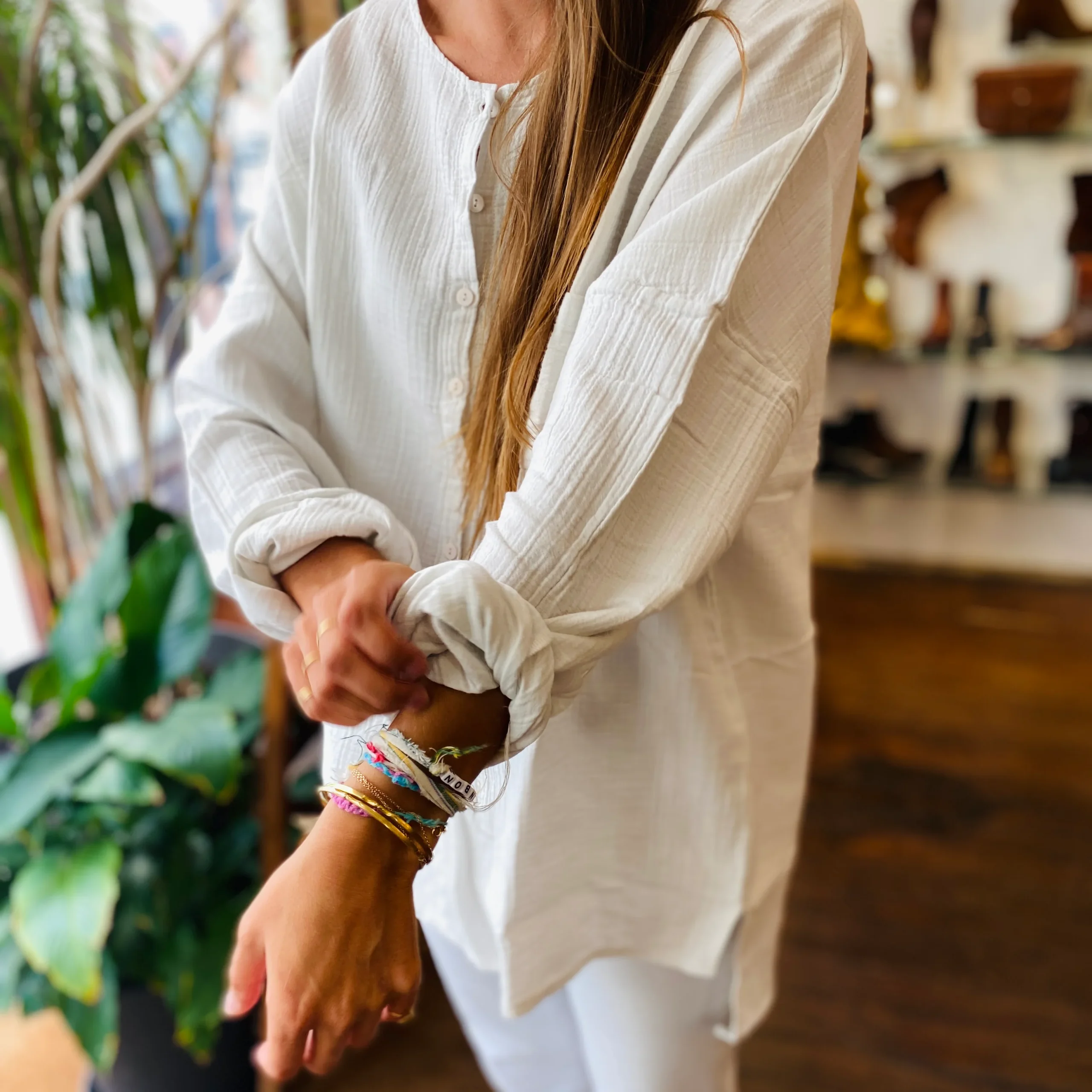 Chemise Oversize ANASTASIA en Double Gaze de Coton Craie – Image 2