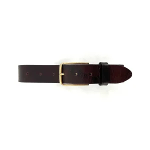 Ceinture en Cuir Marron Élégante et Fine Boucle Dorée