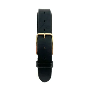 Ceinture en Cuir Noir Élégante Boucle Dorée