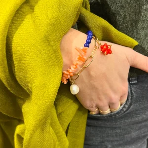 Bracelet ACAPULCO en Corail et Plaqué Or