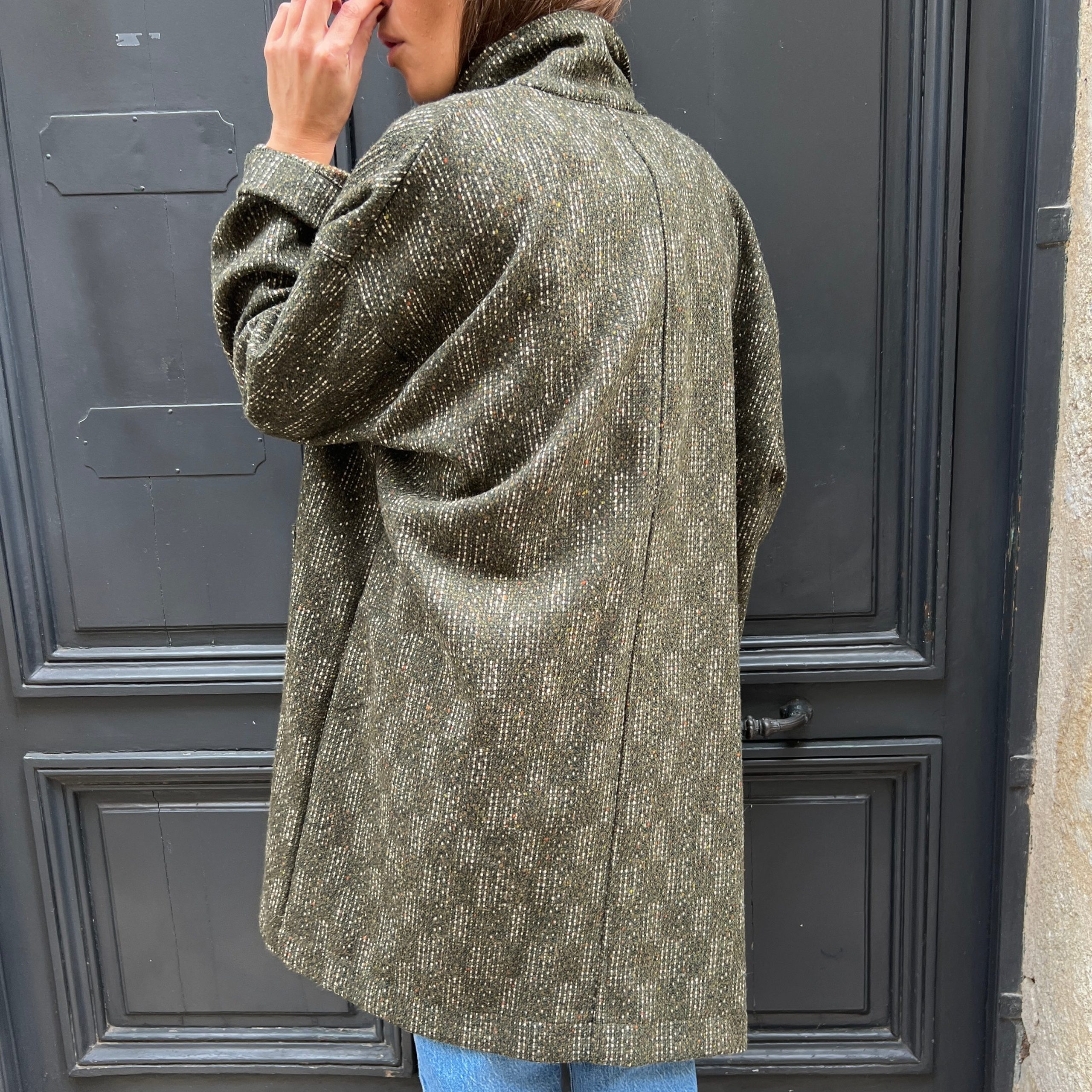 Manteau MILA à Carreaux Kaki – Image 3