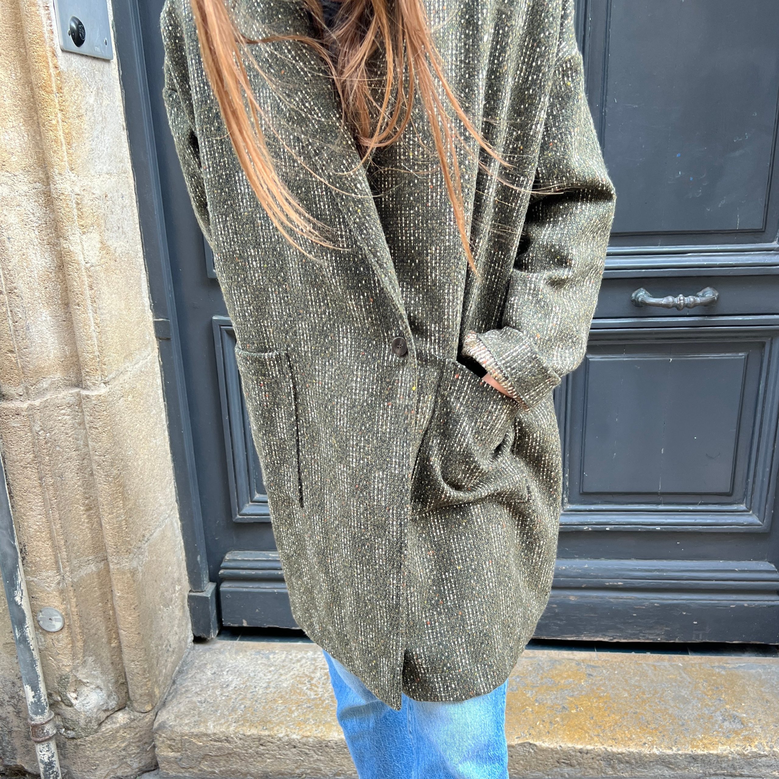 Manteau MILA à Carreaux Kaki – Image 5