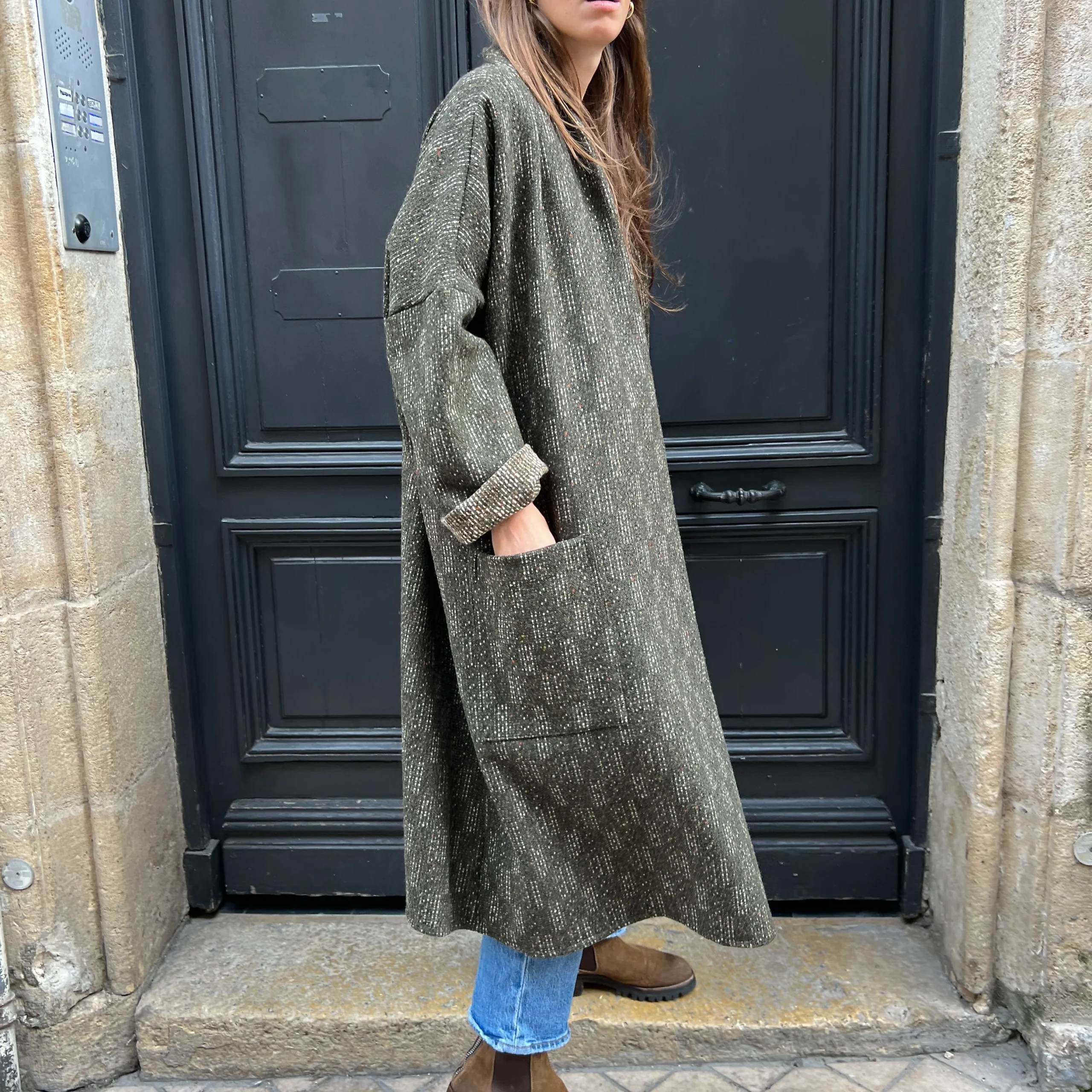 Manteau PAUL à Carreaux Kaki