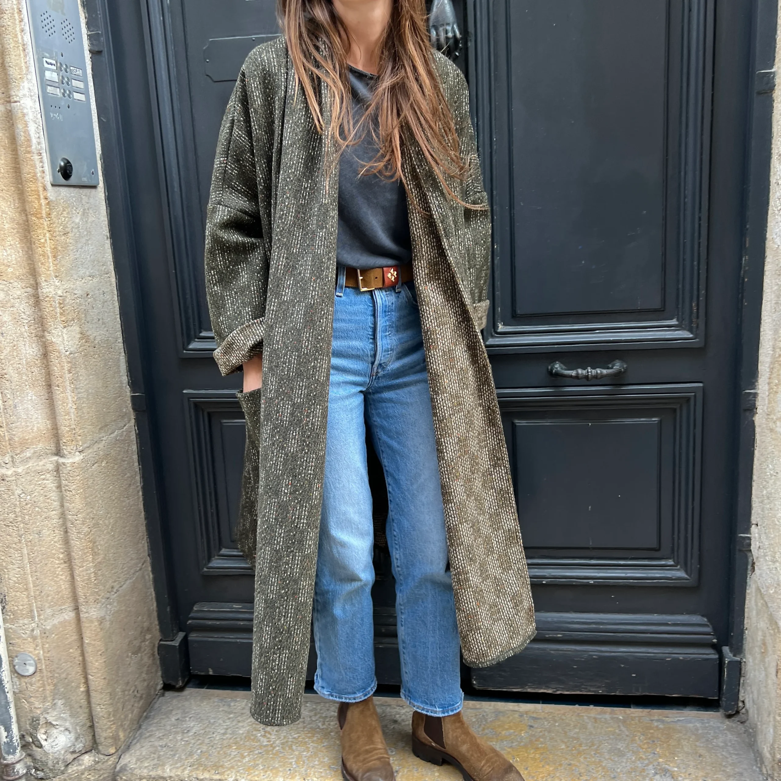 Manteau PAUL à Carreaux Kaki – Image 3