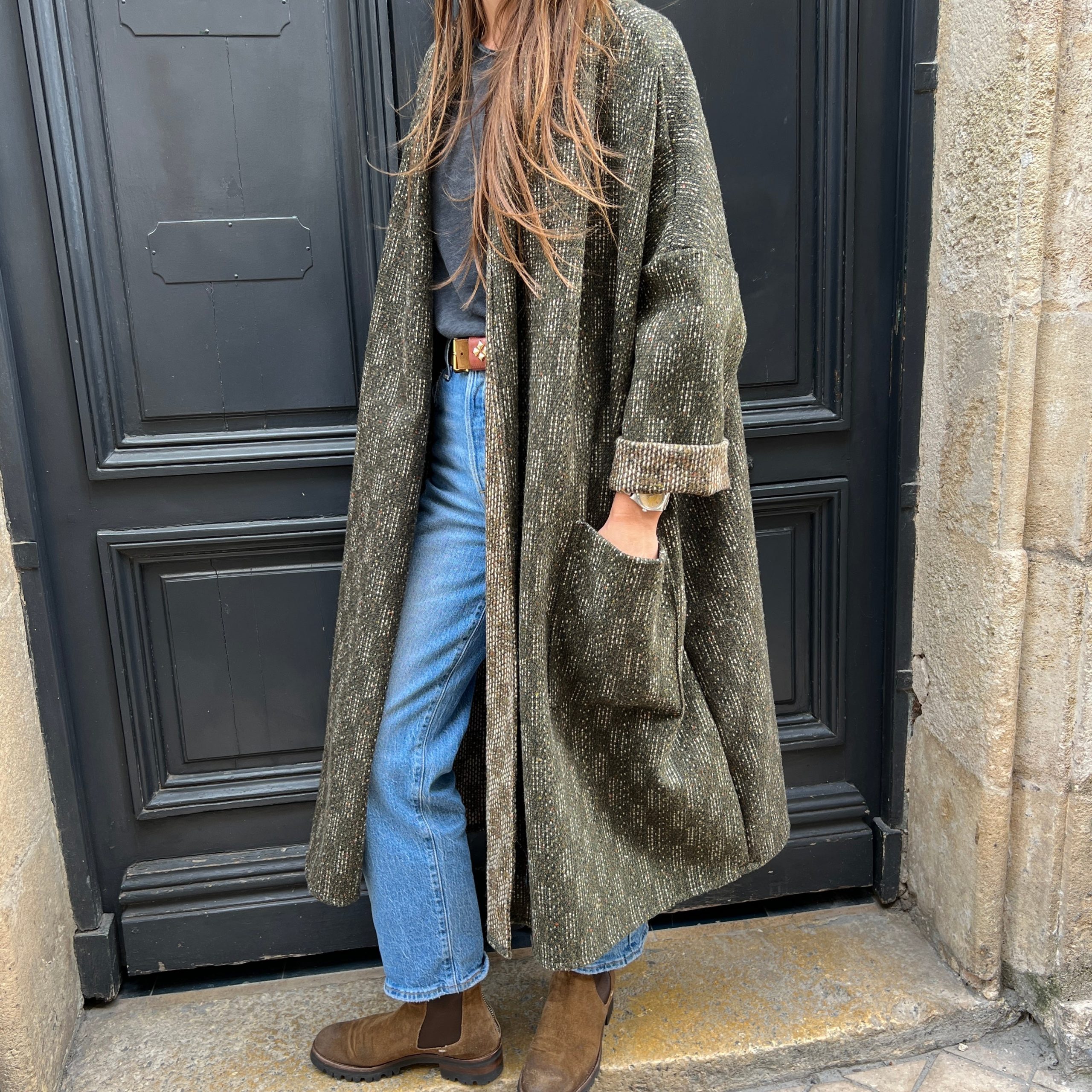 Manteau PAUL à Carreaux Kaki – Image 4