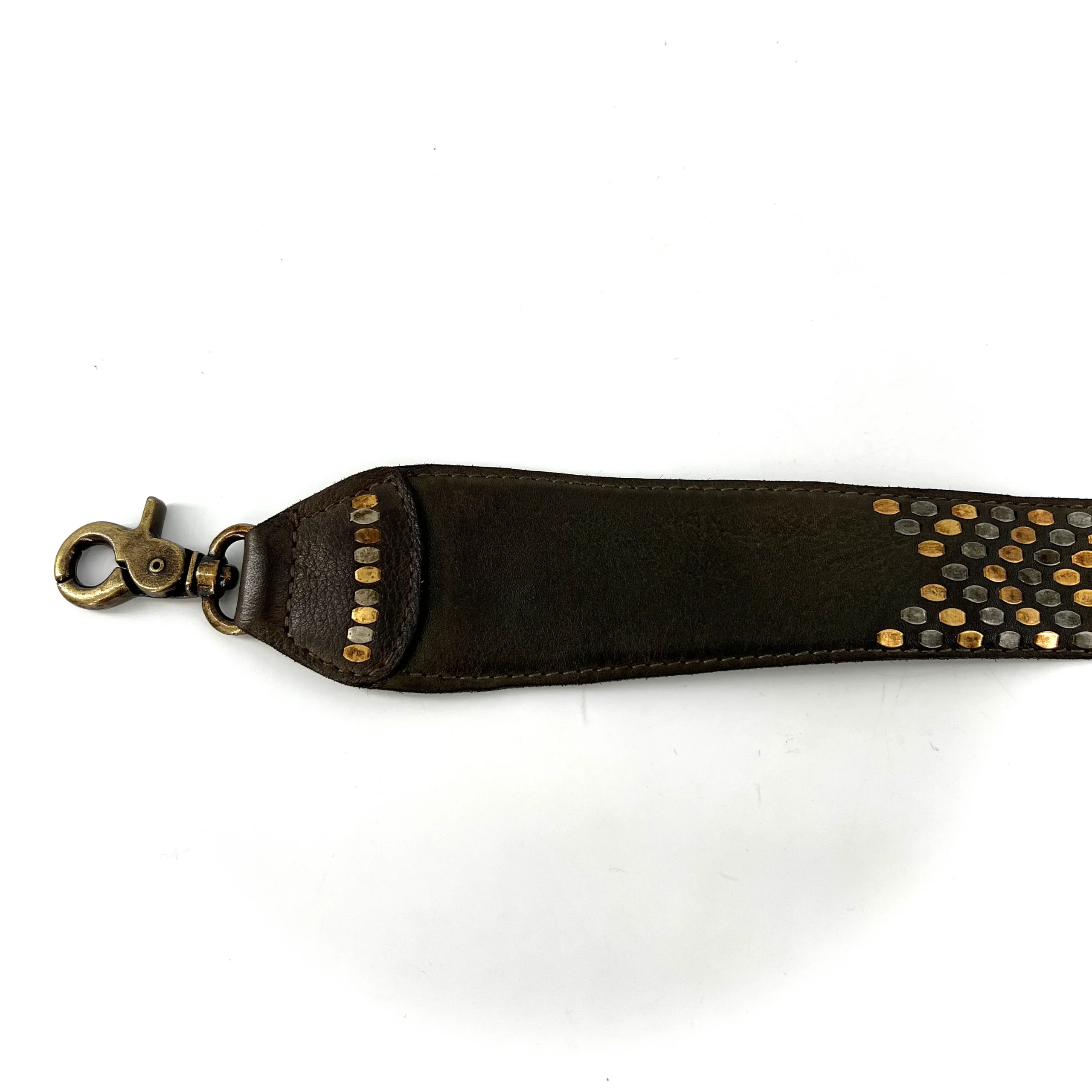 Petit Sac en Cuir Kaki et Clous Plats Bicolores – Image 6