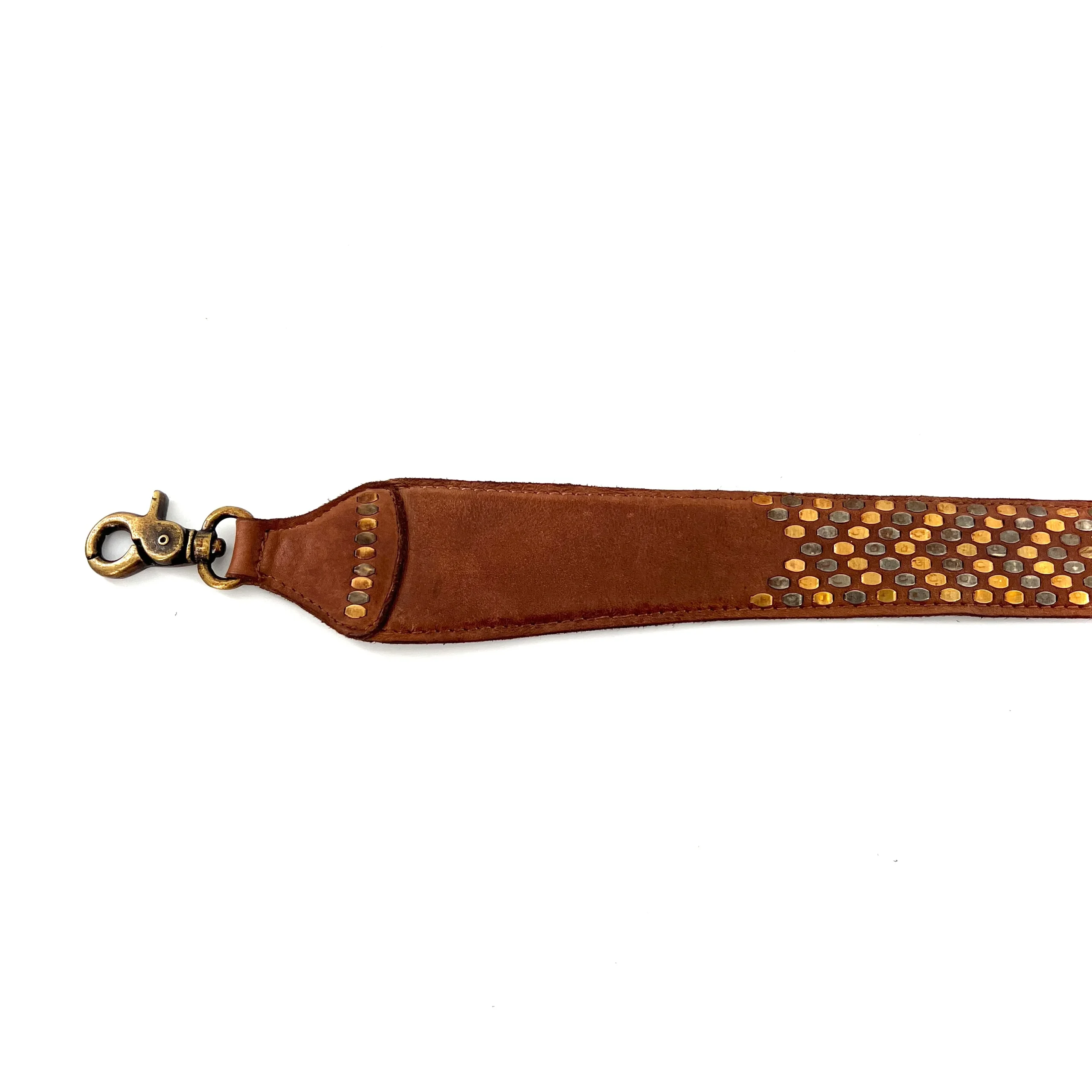 Petit Sac en Cuir Camel et Clous Plats Bicolores – Image 7