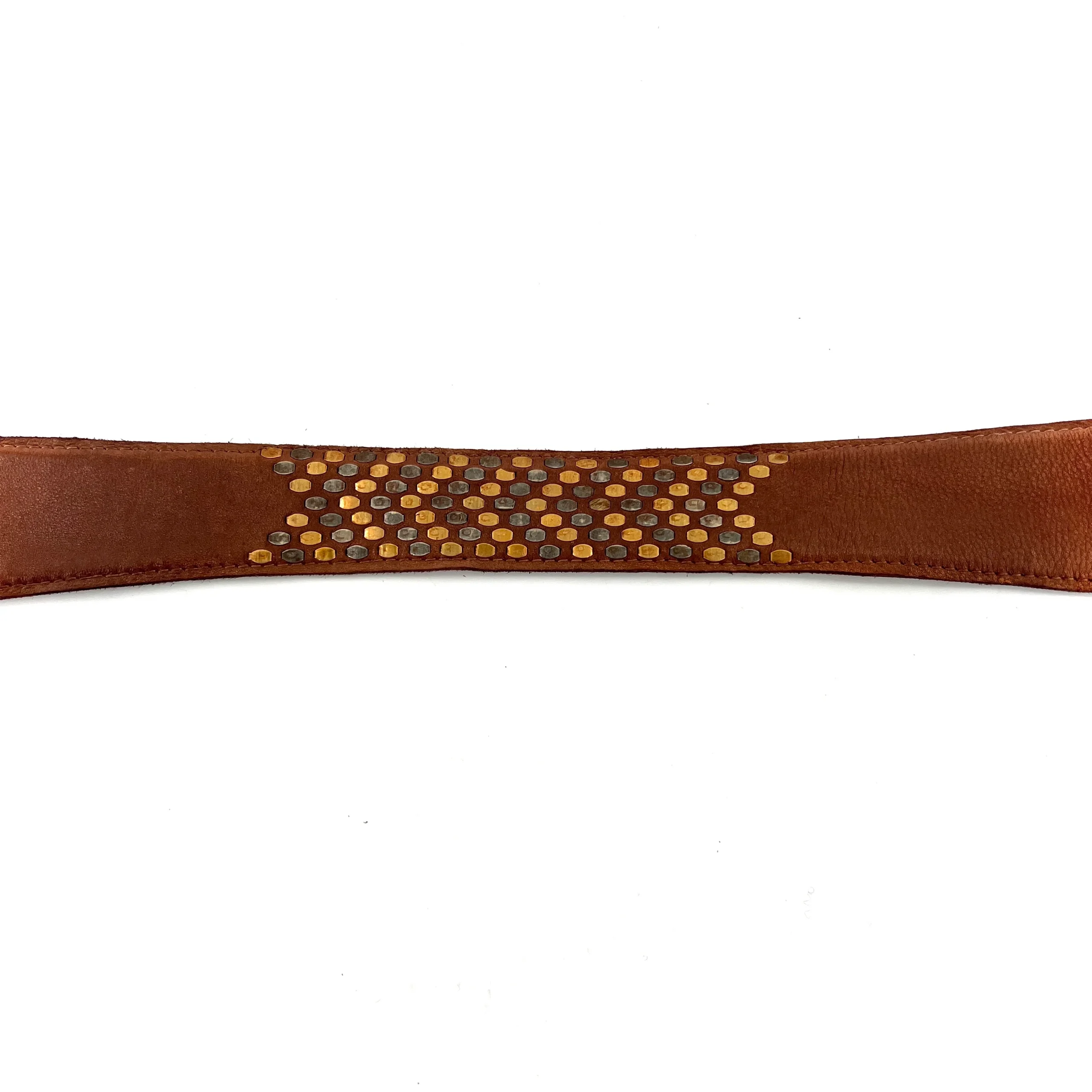 Petit Sac en Cuir Camel et Clous Plats Bicolores – Image 8