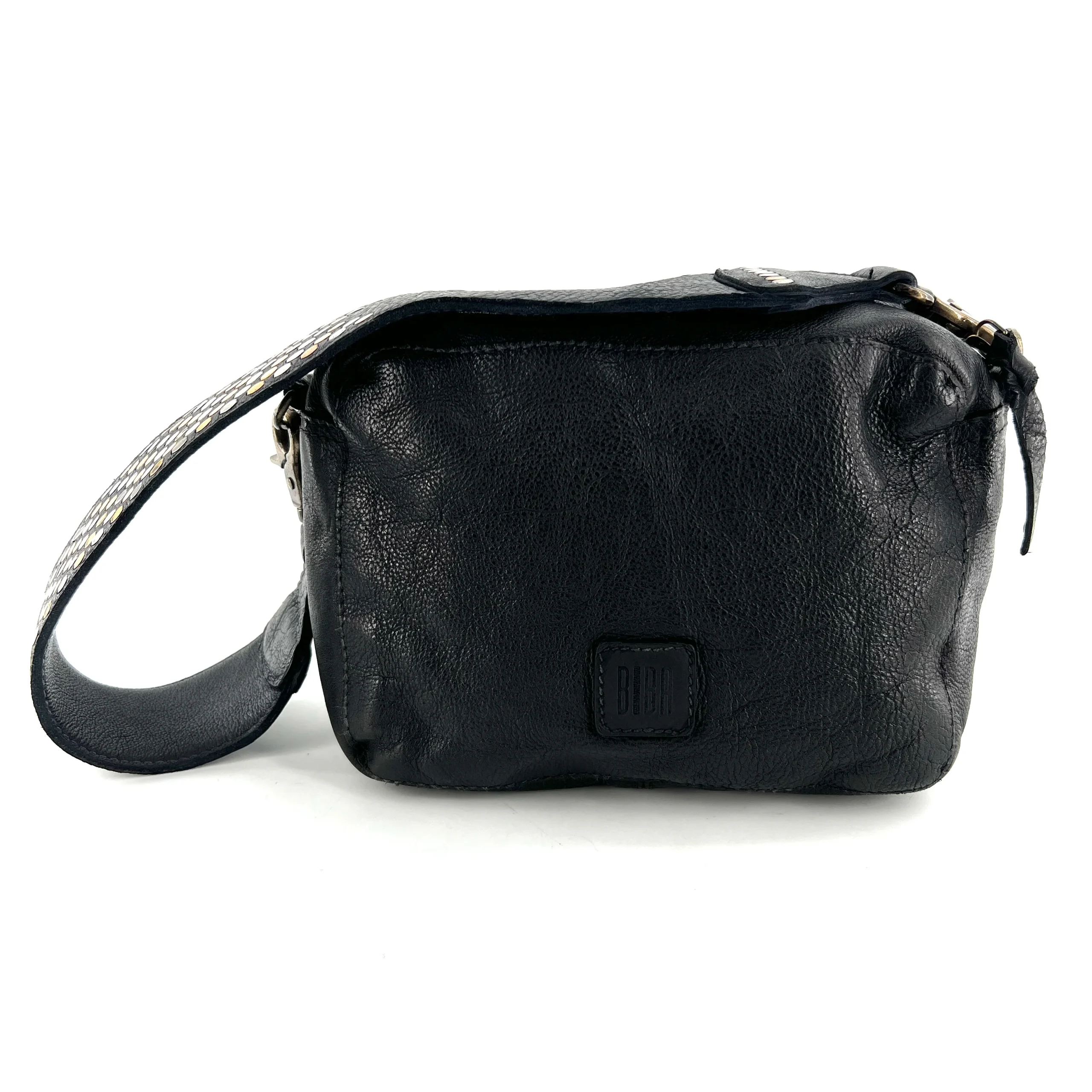 Petit Sac en Cuir Noir et Clous Plats Bicolores – Image 4