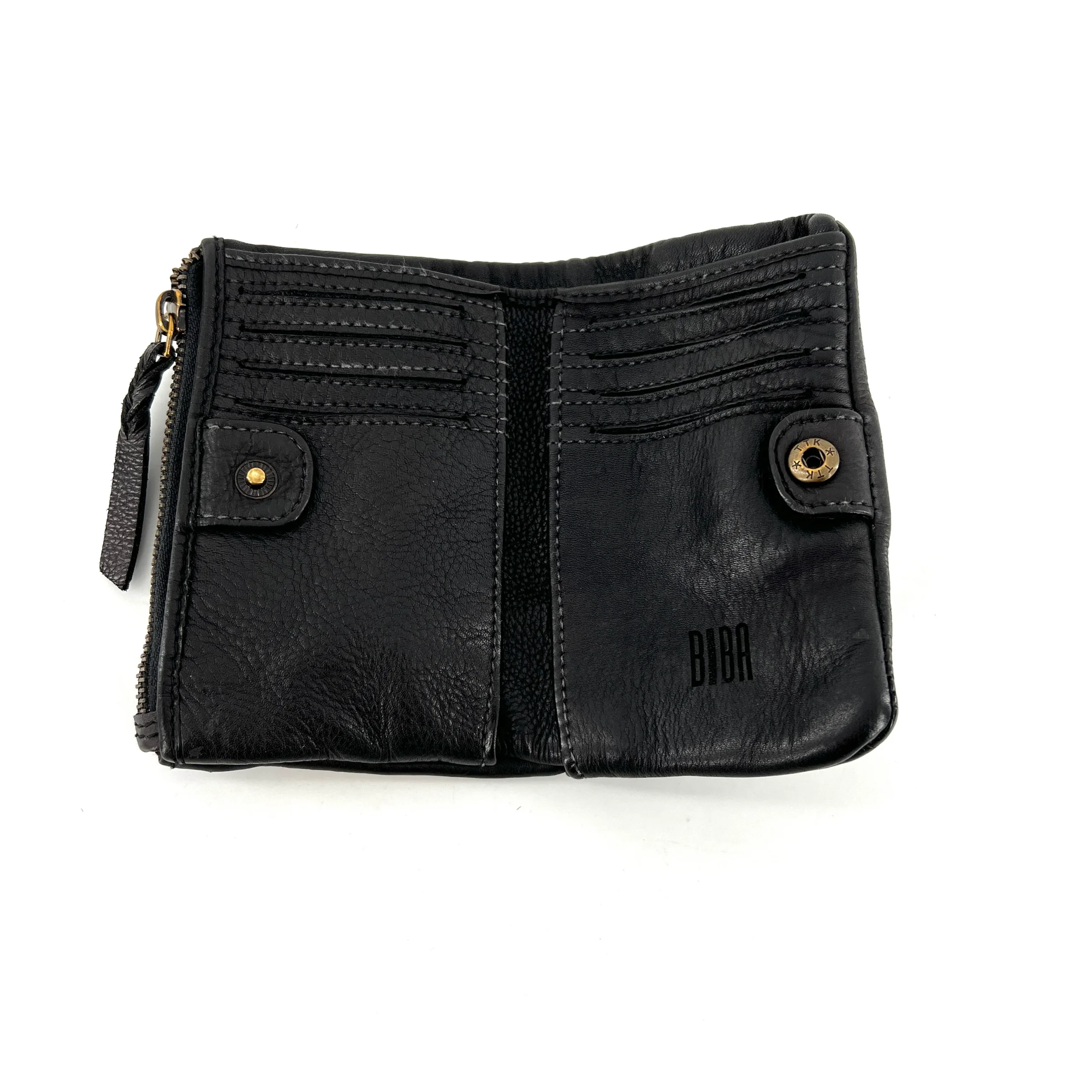 Portefeuille en Cuir Noir et Clous Plats Bicolores – Image 3