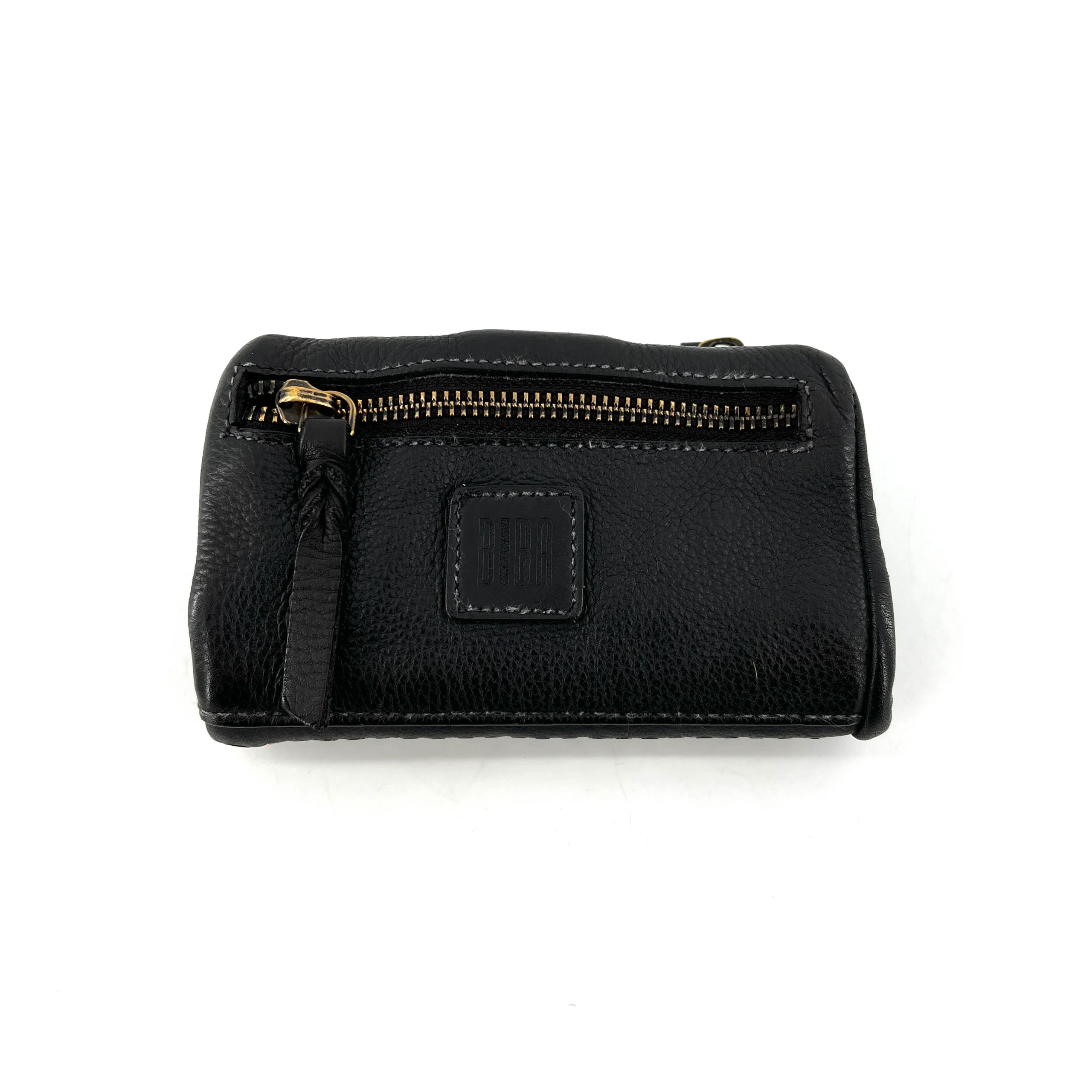 Portefeuille en Cuir Noir et Clous Plats Bicolores – Image 4