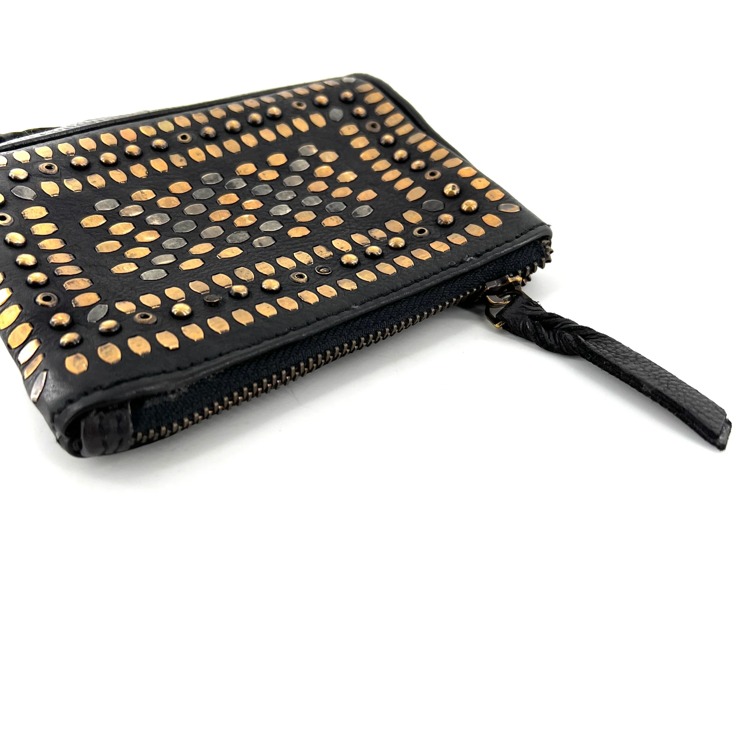 Portefeuille en Cuir Noir et Clous Plats Bicolores – Image 5