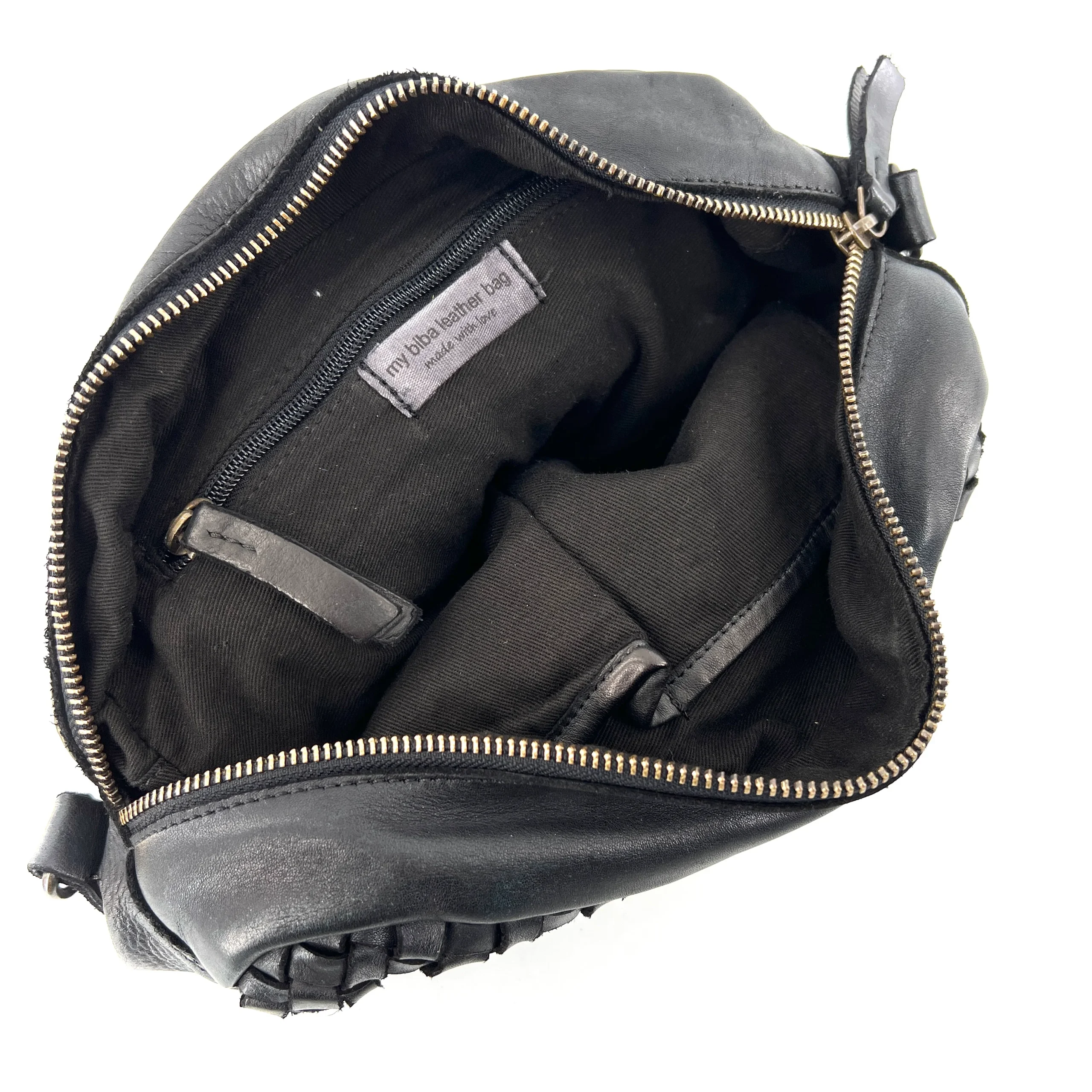 Sac Bandoulière en Cuir Tressé Noir – Image 4