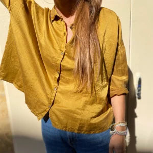 Blouse DOLCE en Soie et Coton Couleur Cognac