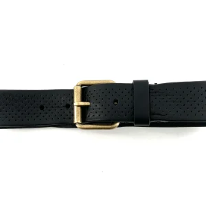 Ceinture en Cuir Perforé Noir