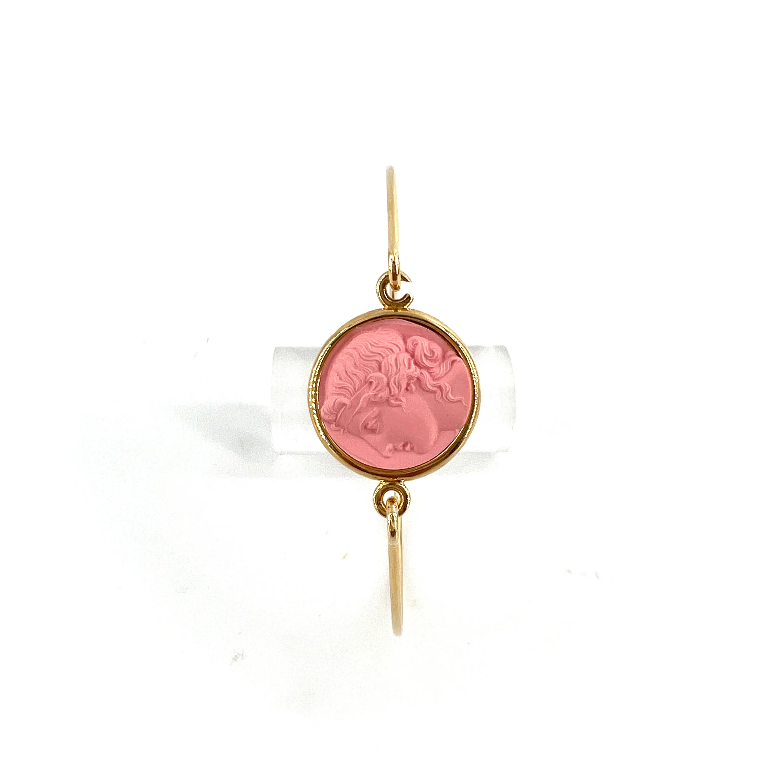 Jonc en Plaqué Or Motif Statue Grecque en Résine Rose – Image 3