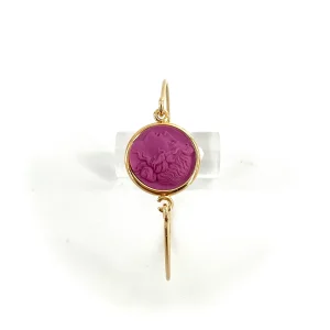 Jonc en Plaqué Or Motif Statue Grecque Rond en Résine Violette