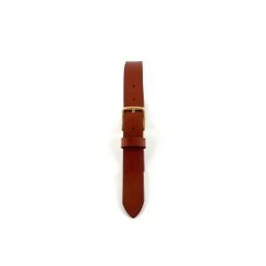 Ceinture en Cuir Whisky Simple Boucle Finition Vieil Or