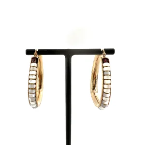 Créoles NINON en Plaqué Or et Nacre Blanche